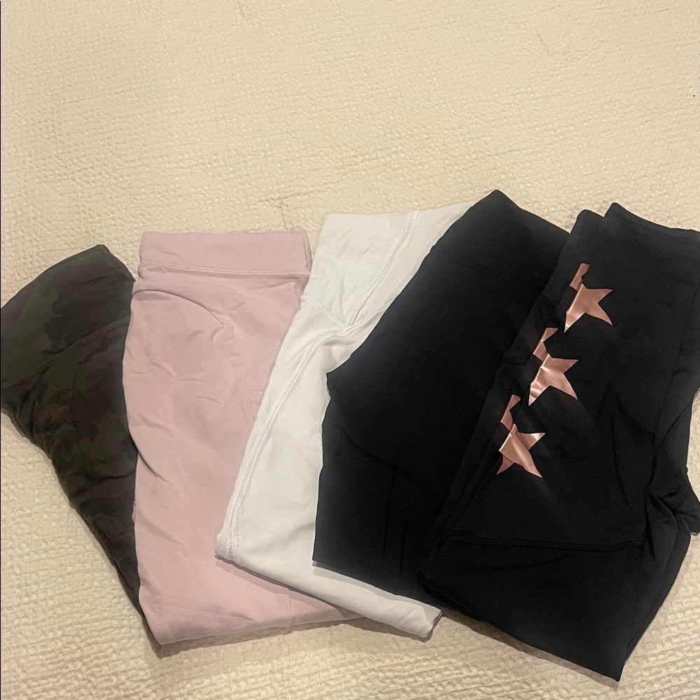 Stylish Women's Leggings Set in Black, Pink, White, and Green